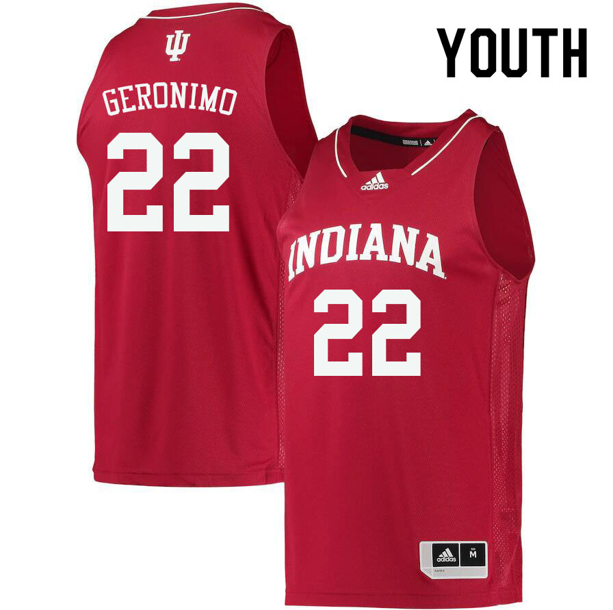 Youth #22 Jordan Geronimo Indiana Hoosiers College Basketball Jerseys Sale-Crimson